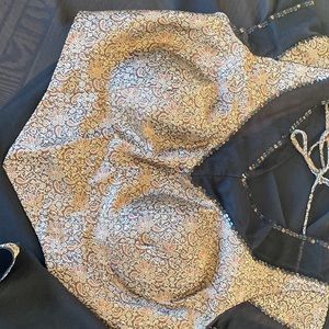 Brand new pure Georgette black saree with blouse